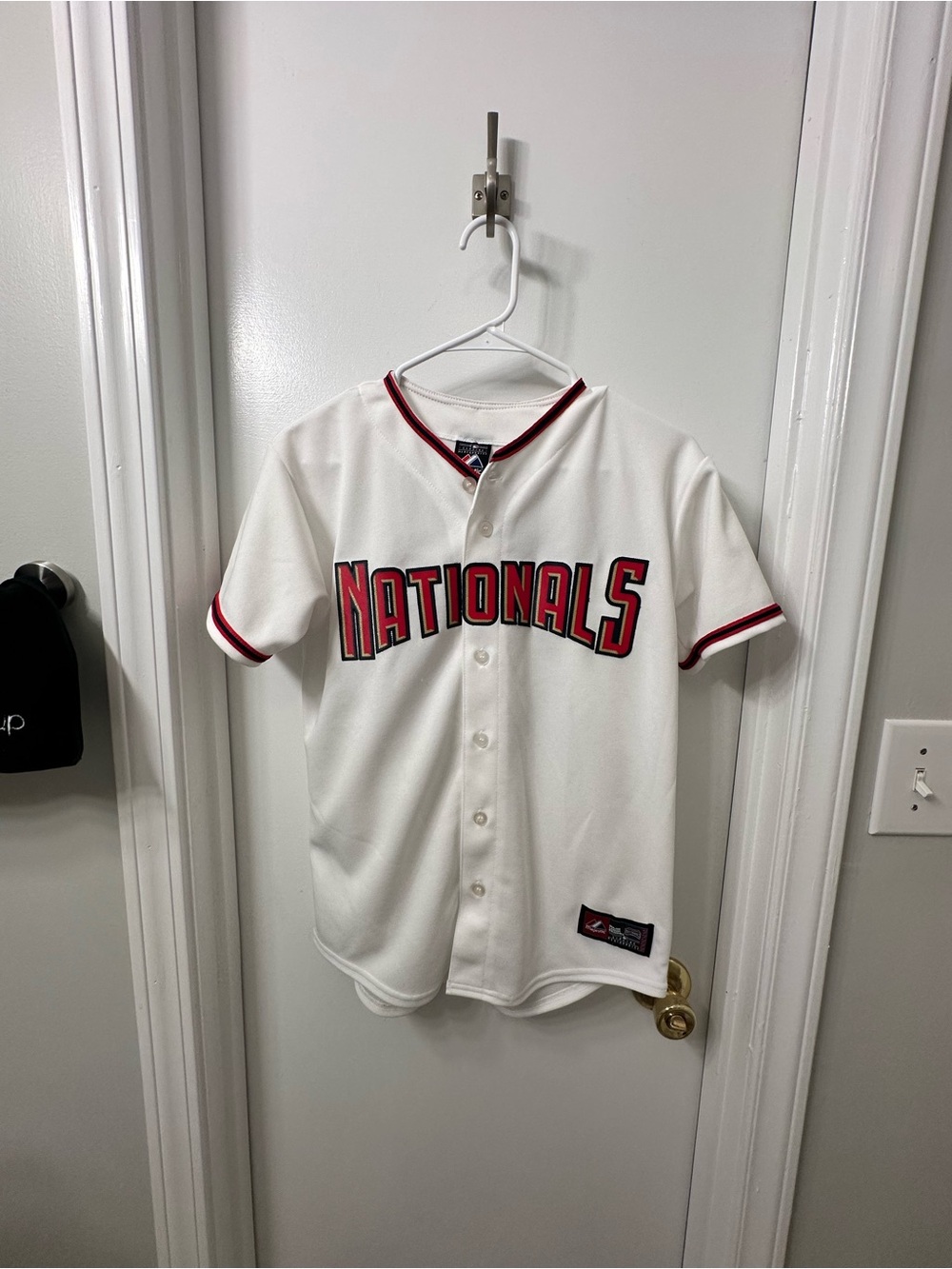 Majestic White and Red Nationals Baseball Jersey